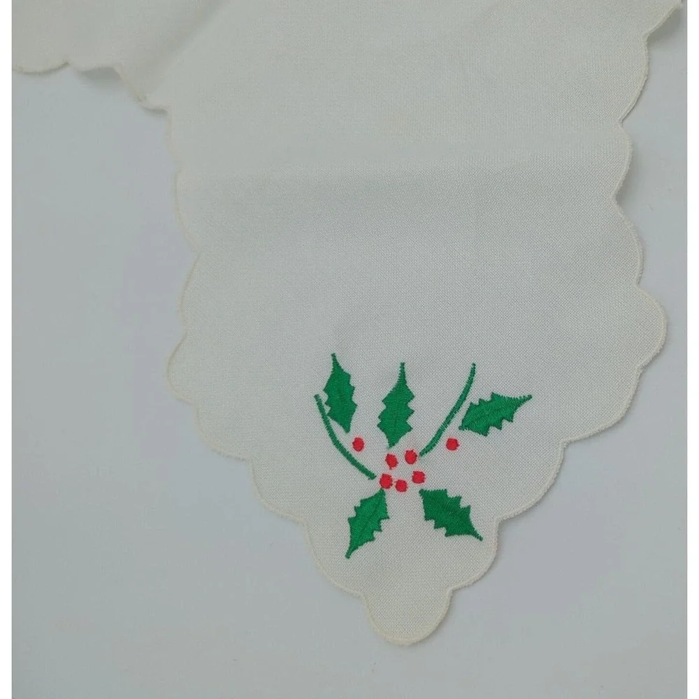 Hallie‎ St Mary Inc. Basket Liner Vtg Christmas Holly Linen Bread Bun Warmer